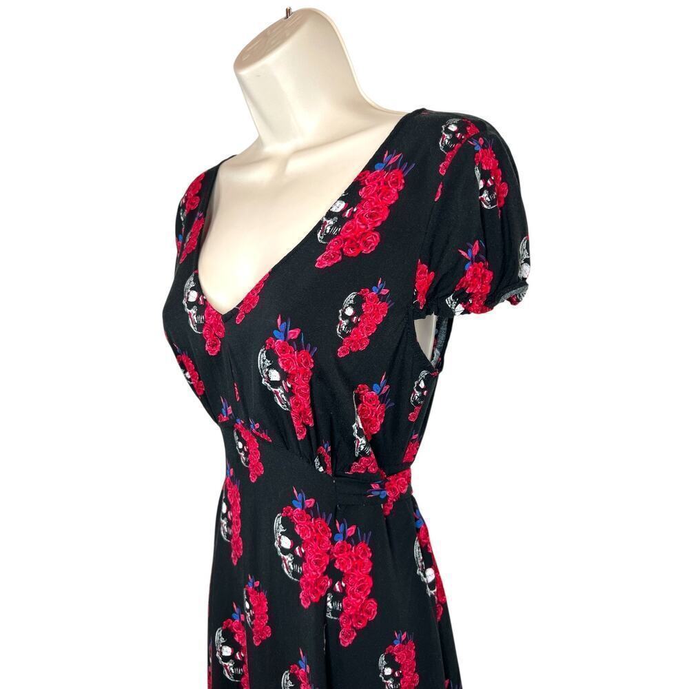 ROYAL BONES By Daang Goodman Floral Skull Dress in Red & Black Women's Medium